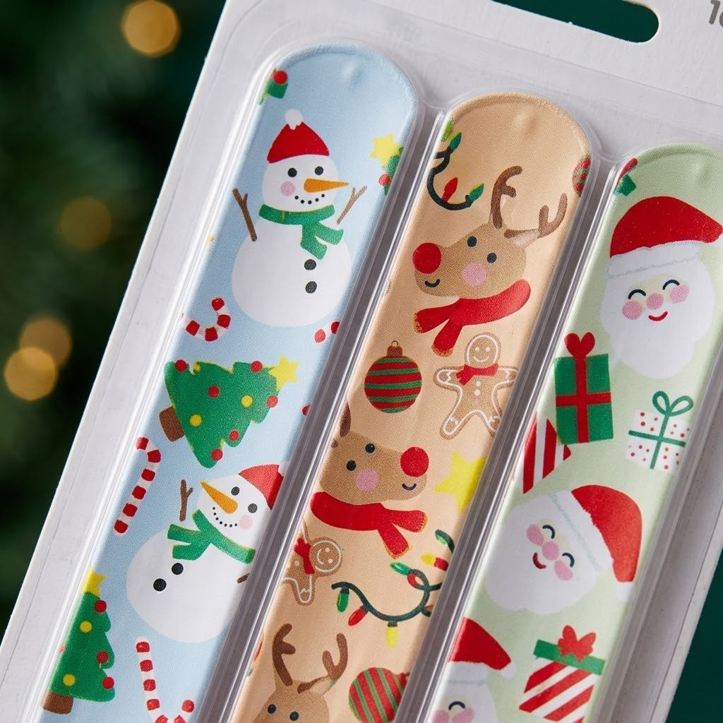 Christmas Slap Bracelet Snap Wristband Stocking Filler - close-up