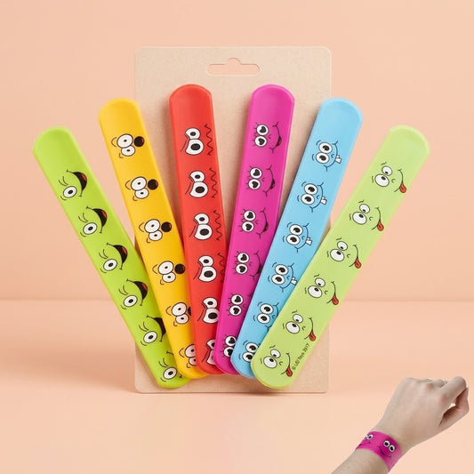 Smiley Face Slap Bracelet Snap Wristband Favour - studio photo