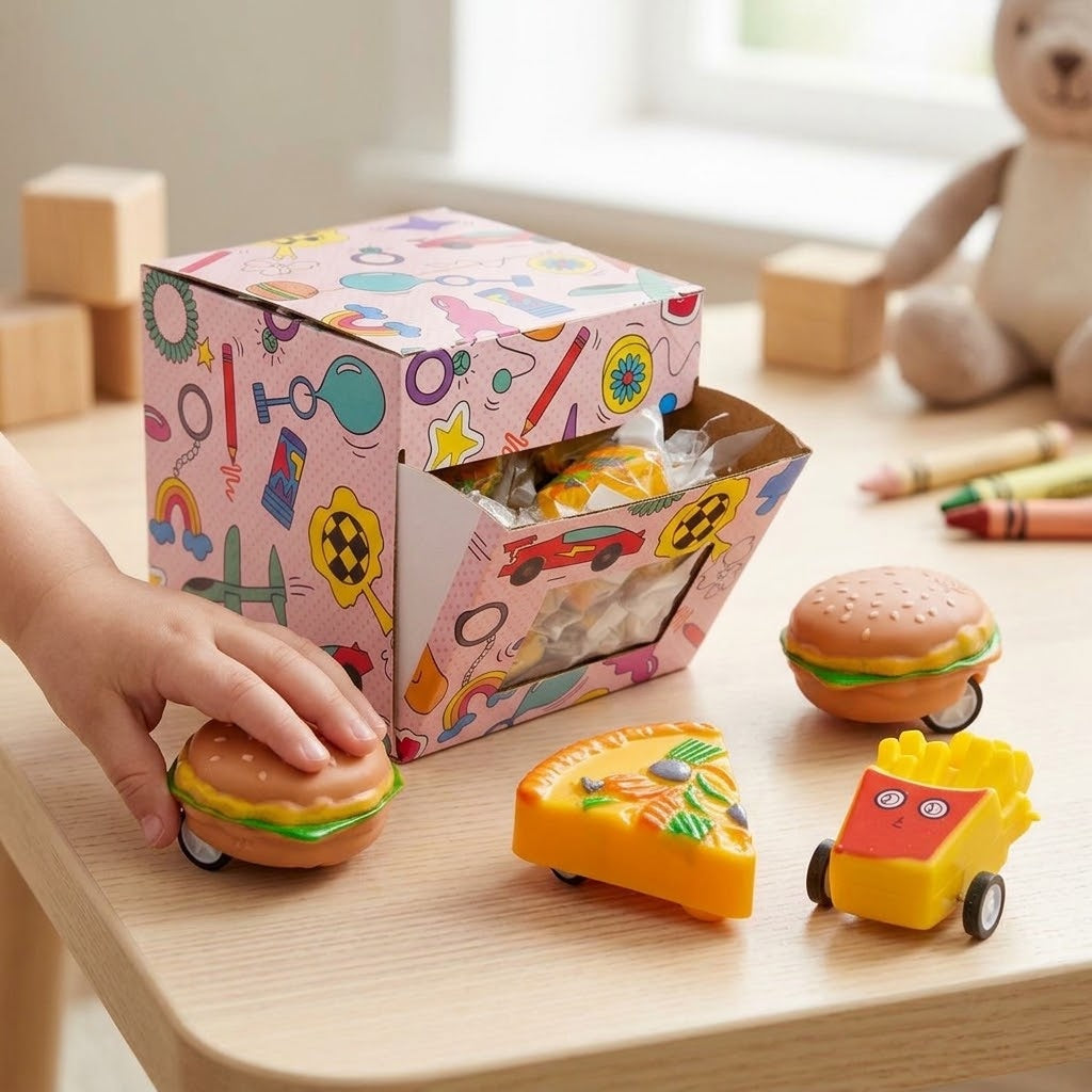 Pull Back Burger Fries Pizza Food Toy 4 cm - lifestyle photo