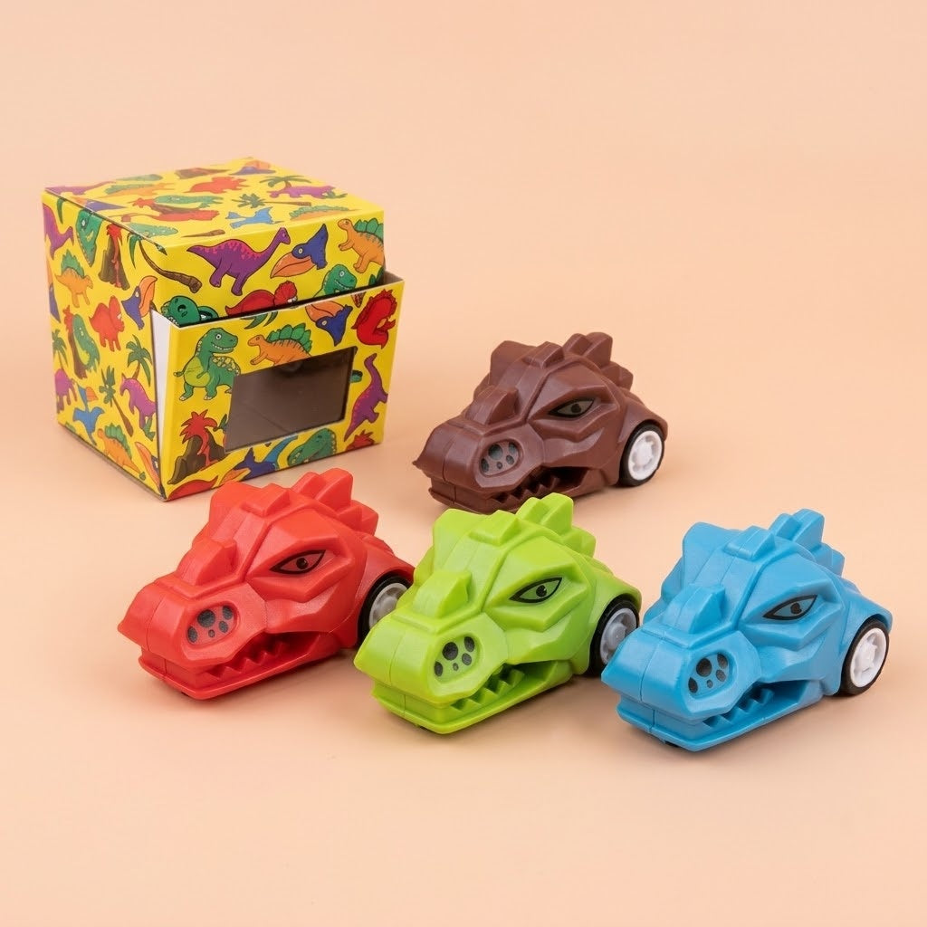 Pull Back Dinosaur Head Toy, 4.5 cm - studio photo