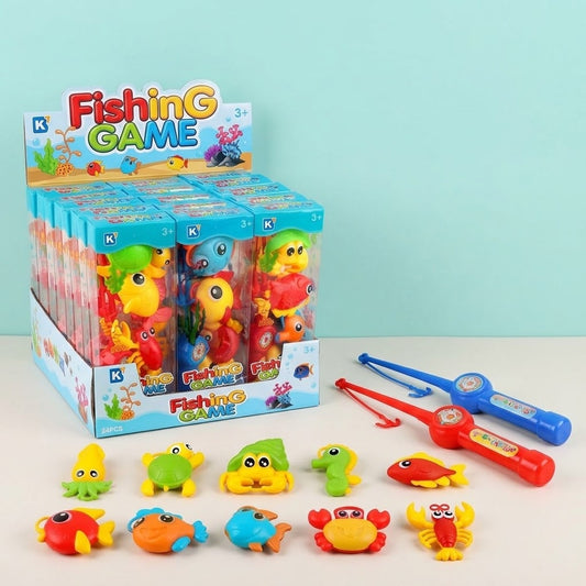 Magnetic Fishing Game Rod and 4 Sea Animals - studio photo