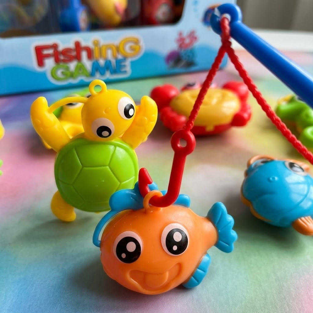 Magnetic Fishing Game Rod and 4 Sea Animals - close-up