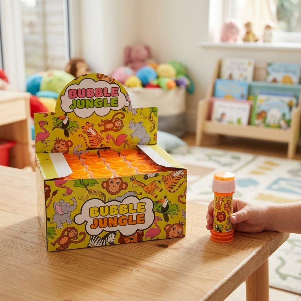 Jungle Soap Bubble Bottle with Maze Cap Party Favour - lifestyle photo