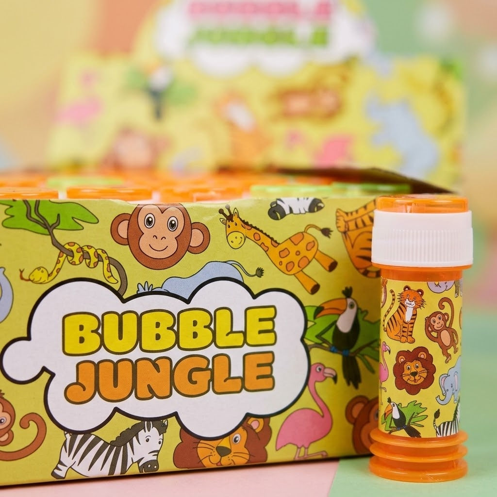Jungle Soap Bubble Bottle with Maze Cap Party Favour - close-up