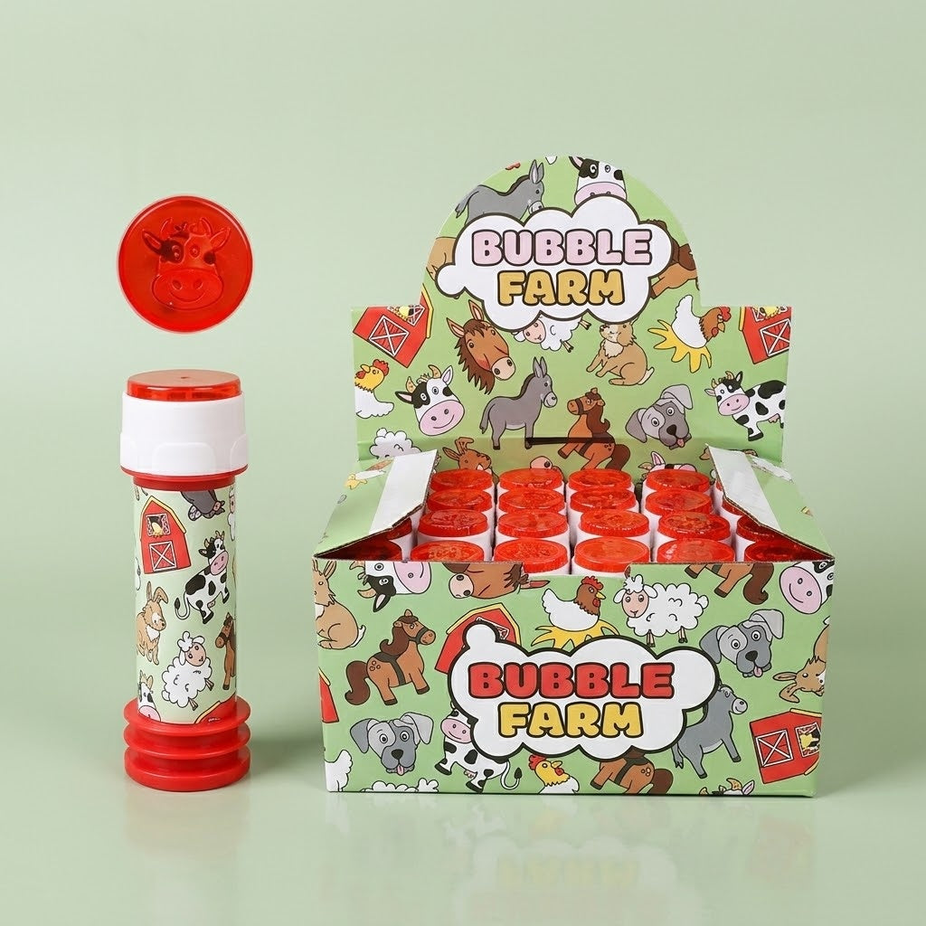 Farm Animals Bubbles Bottle with Maze Game Cap - studio photo