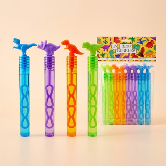 Mini Dinosaur Bubbles Tube 11 cm Party Favour - studio photo