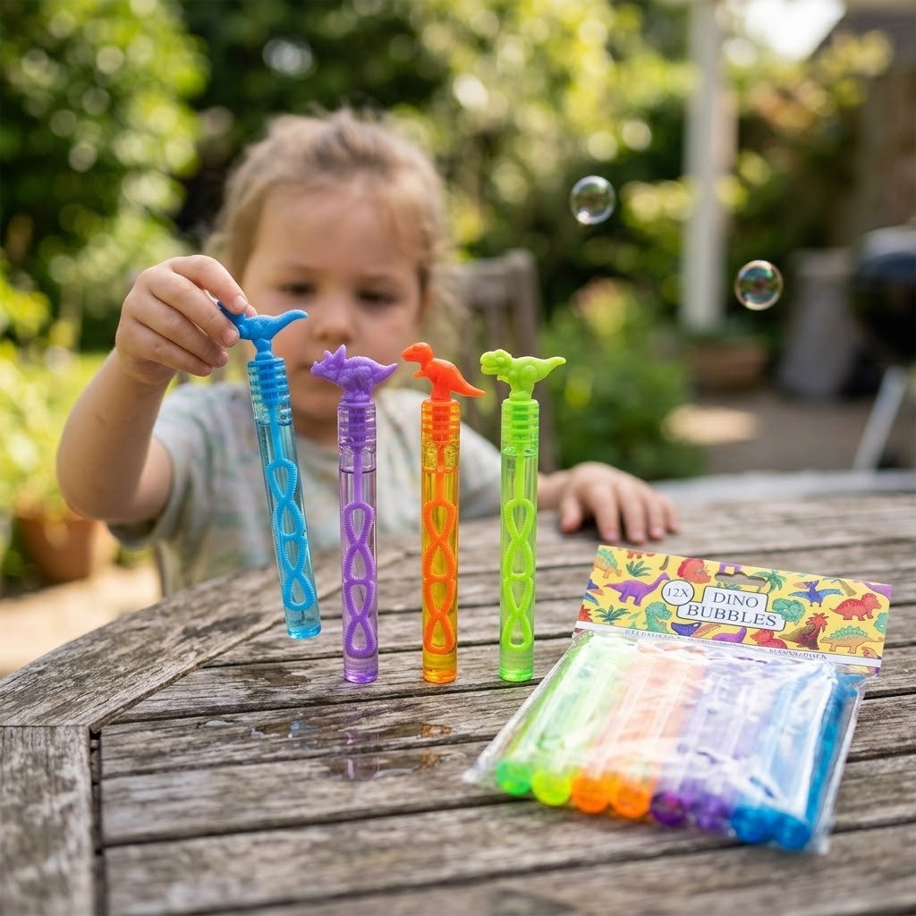 Mini Dinosaur Bubbles Tube 11 cm Party Favour - lifestyle photo