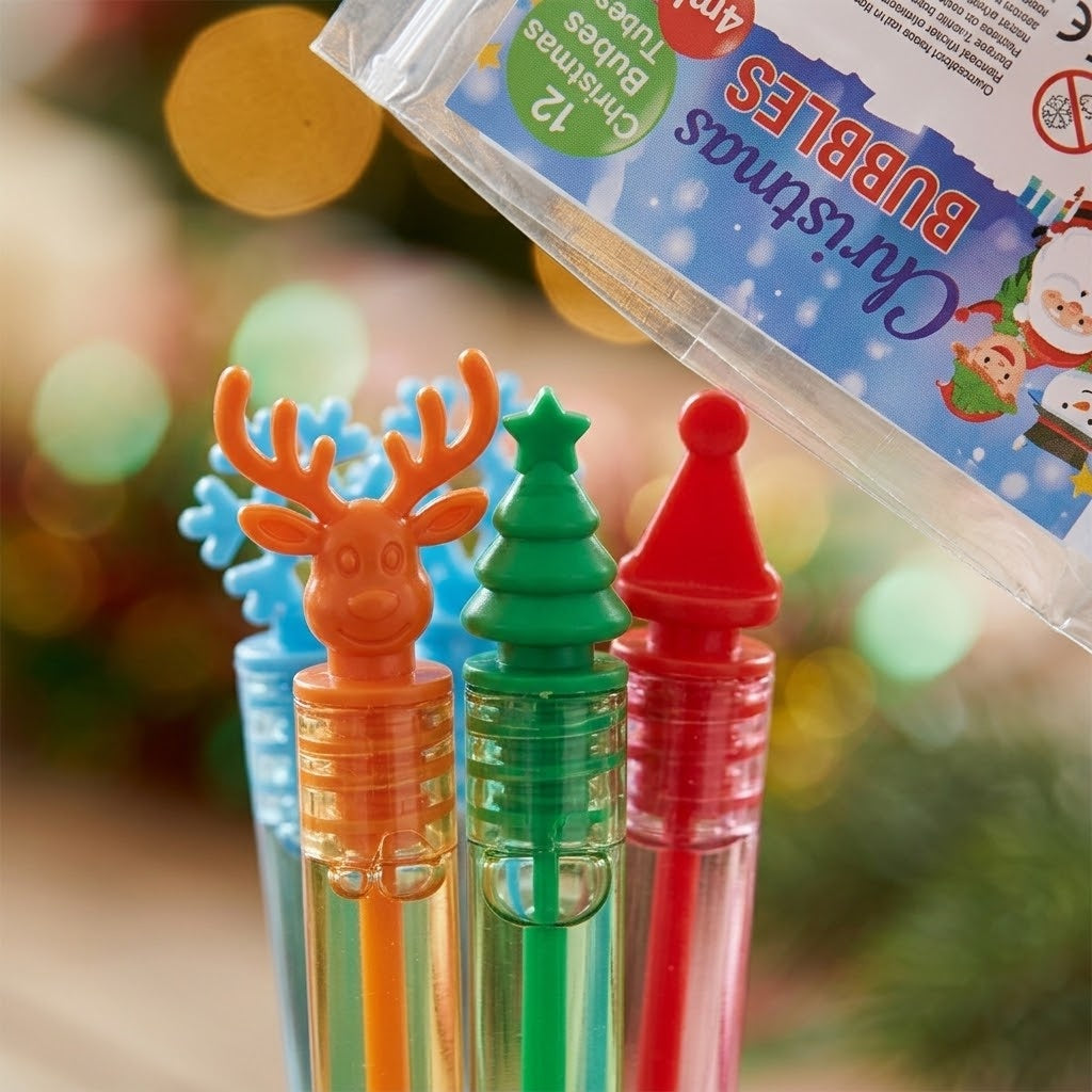 Mini Christmas Bubbles Tube 11 cm Stocking Filler - close-up