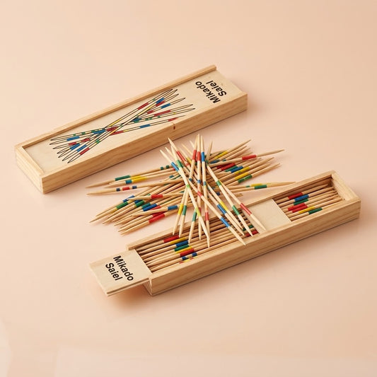 Pick Up Sticks Mikado Game in Wooden Box 19 cm - studio photo