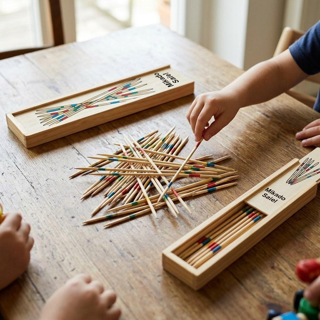 Pick Up Sticks Mikado Game in Wooden Box 19 cm - lifestyle photo