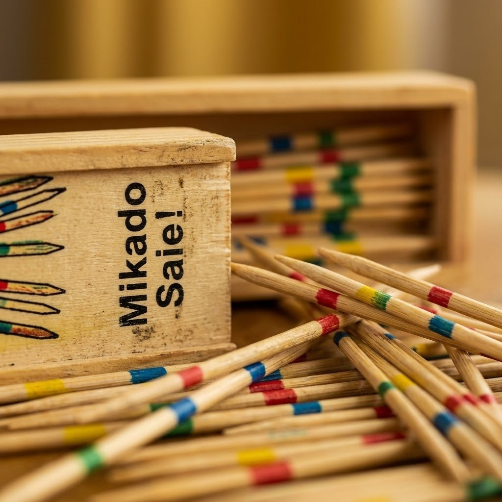 Pick Up Sticks Mikado Game in Wooden Box 19 cm - close-up