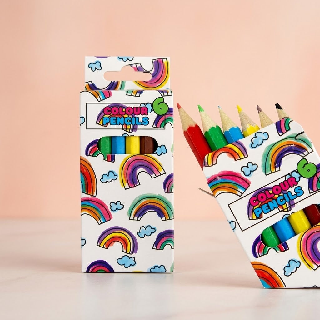 Coloured Pencils Box of 6 Party Bag Filler - studio photo