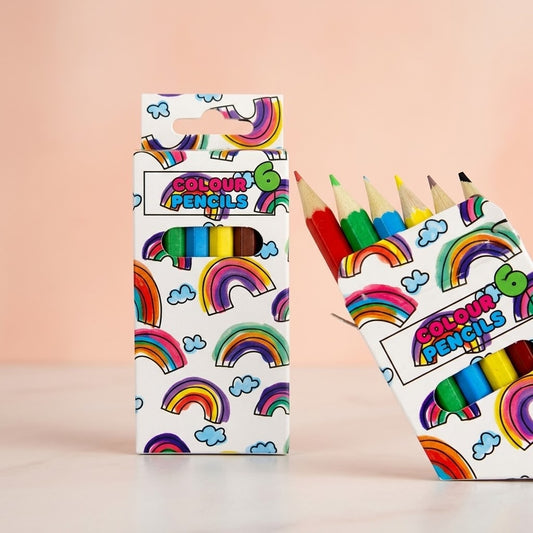 Coloured Pencils Box of 6 Party Bag Filler - studio photo