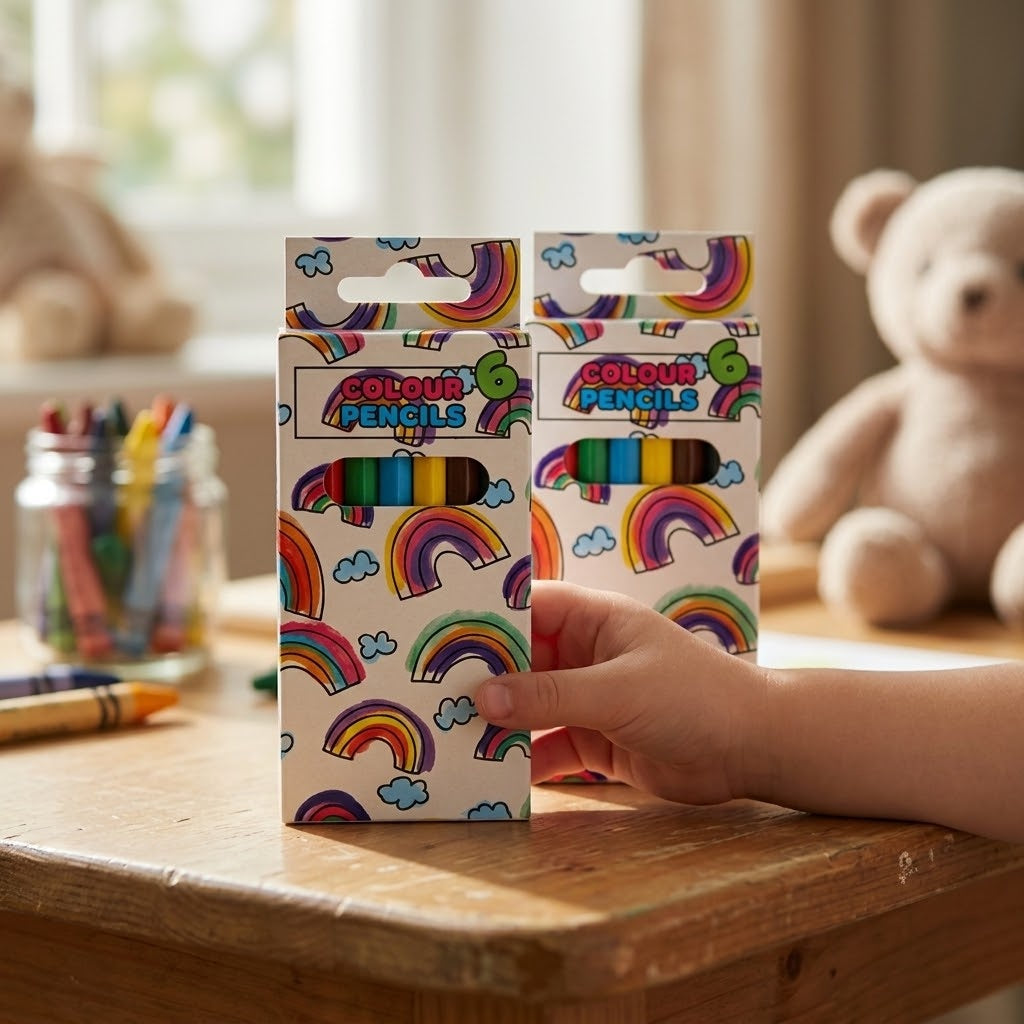 Coloured Pencils Box of 6 Party Bag Filler - lifestyle photo