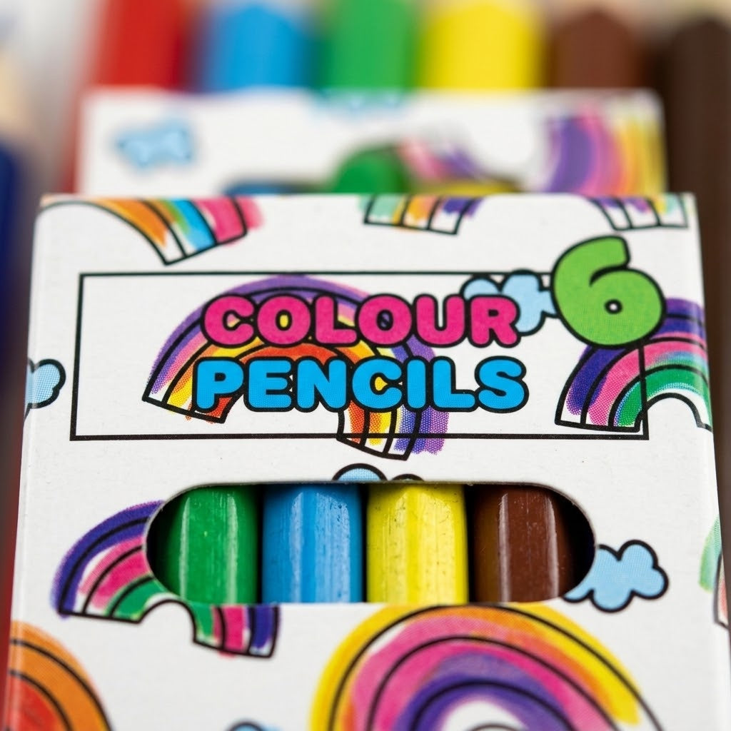 Coloured Pencils Box of 6 Party Bag Filler - close-up