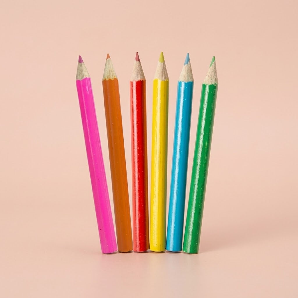 Coloured Pencils Pouch of 6 9 cm Party Bag Filler - studio photo