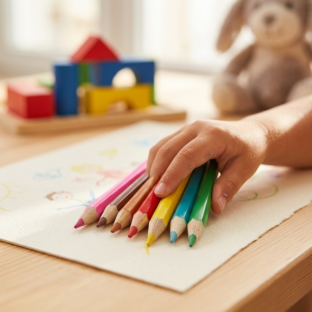 Coloured Pencils Pouch of 6 9 cm Party Bag Filler - lifestyle photo