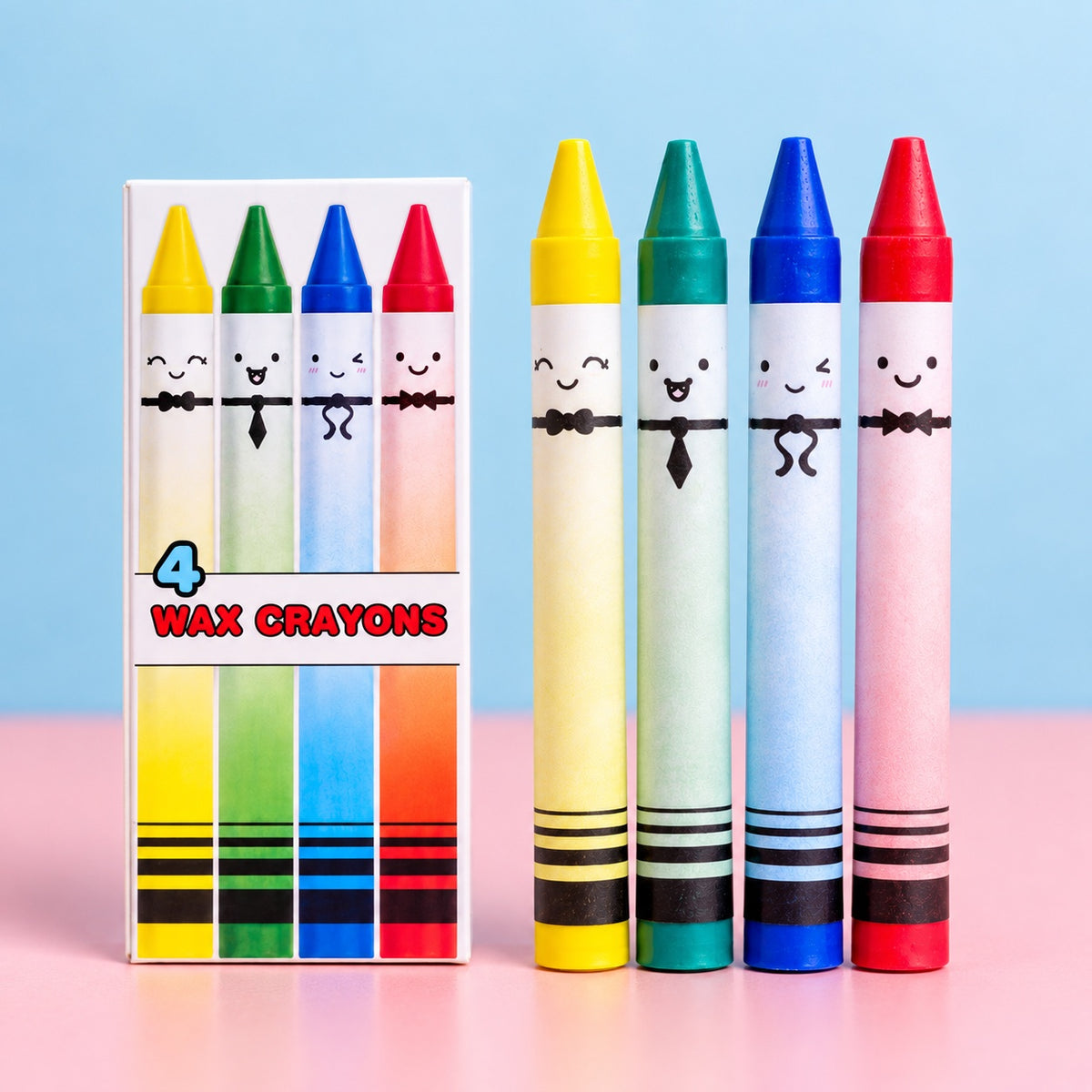 Mini Wax Crayons Set of 4 – Kids Party Favor 8 cm - studio photo