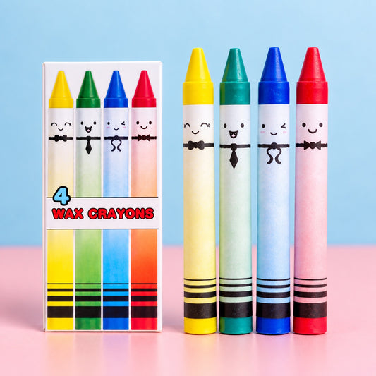 Mini Wax Crayons Set of 4 – Kids Party Favor 8 cm - studio photo
