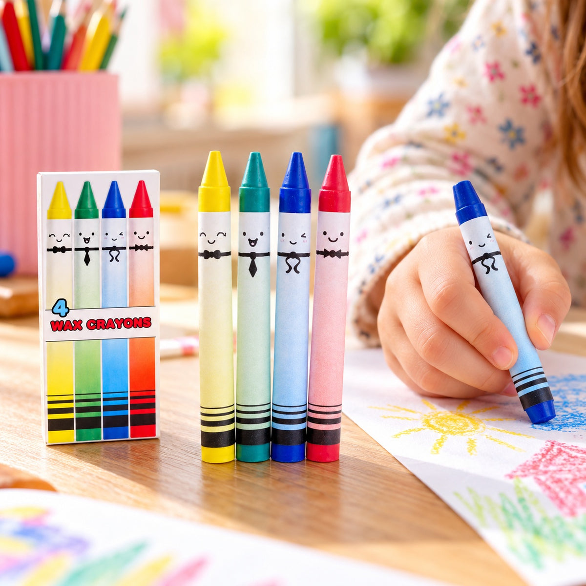 Mini Wax Crayons Set of 4 – Kids Party Favor 8 cm - lifestyle photo