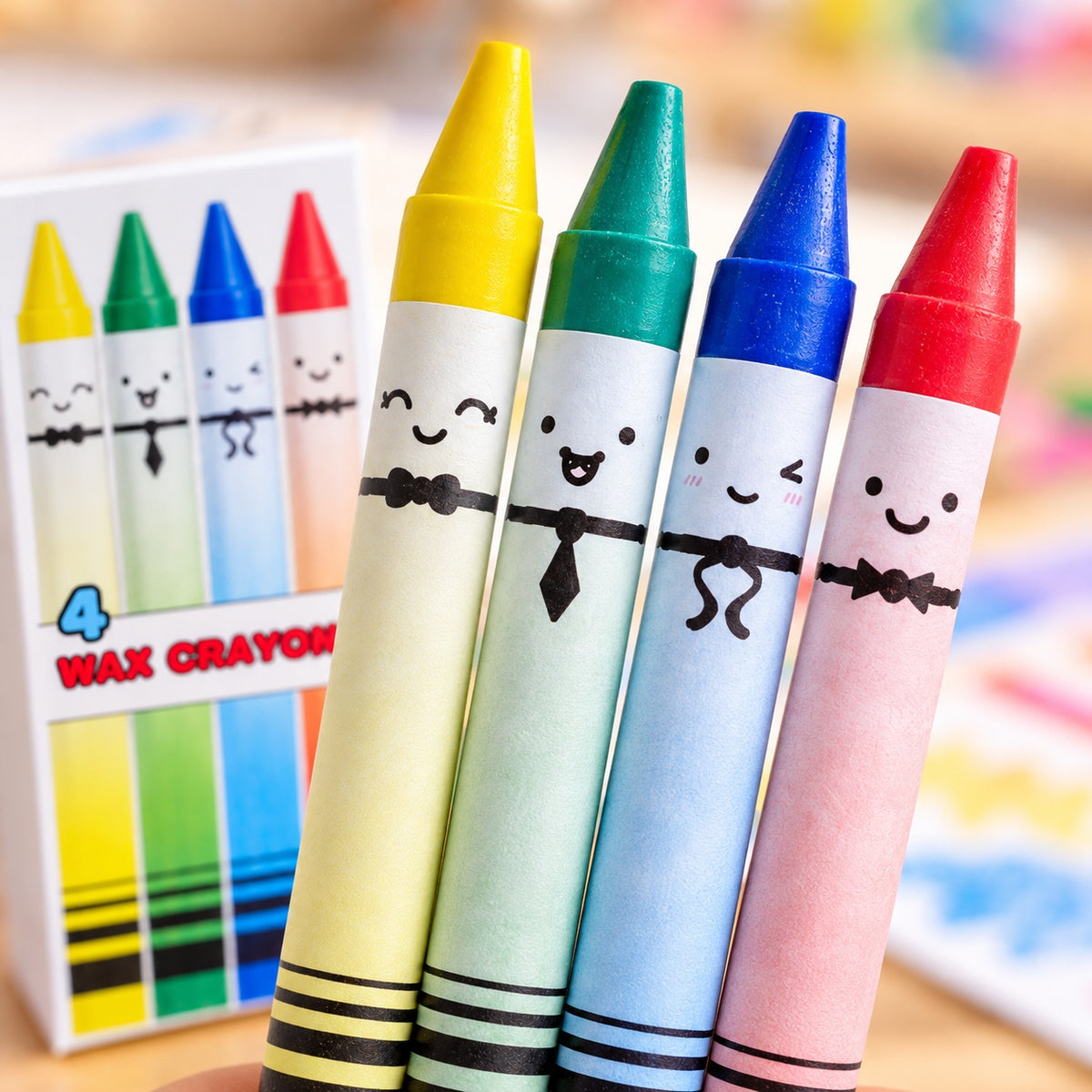 Mini Wax Crayons Set of 4 – Kids Party Favor 8 cm - close-up