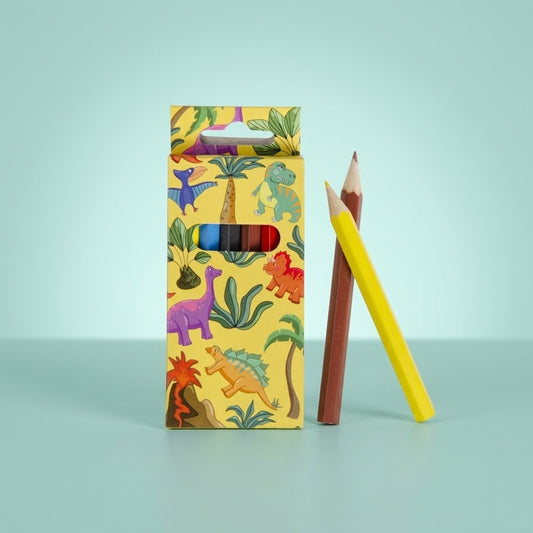 Dinosaur Coloured Pencils Box of 6 Party Bag Filler - studio photo