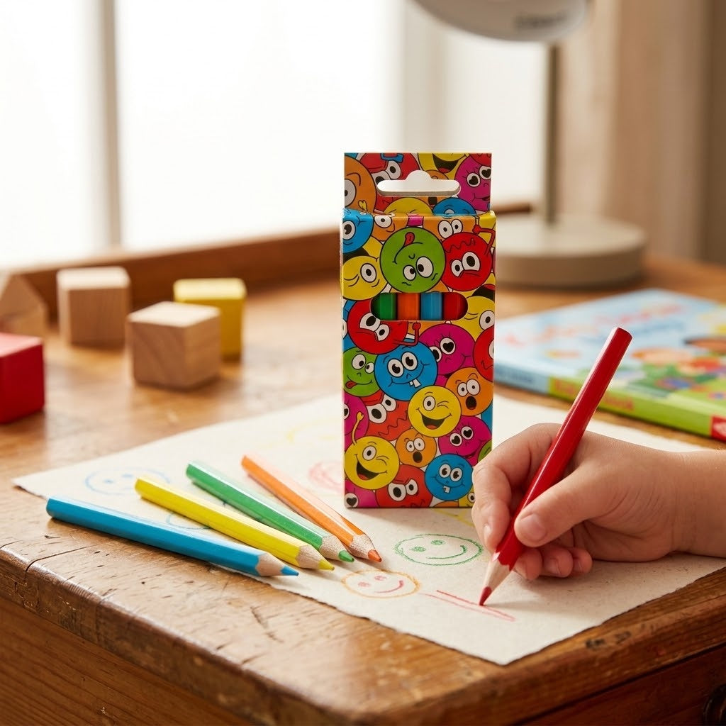 Funny Face Coloured Pencils Box of 6 9 cm - lifestyle photo