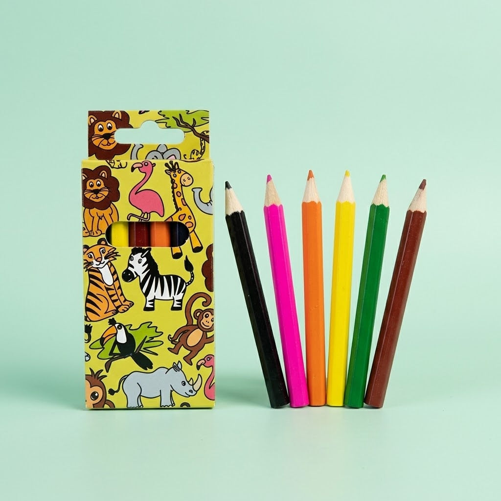 Wild Animals Coloured Pencils Box of 6 - studio photo