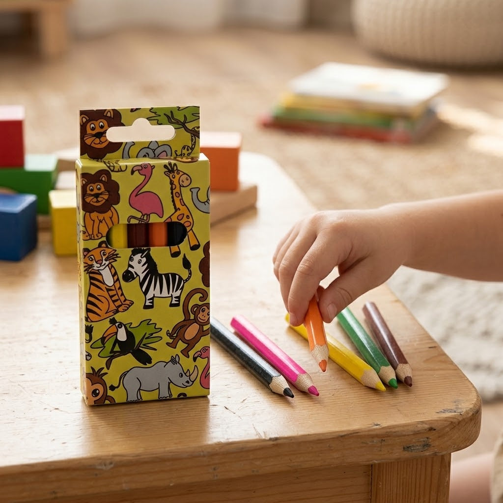 Wild Animals Coloured Pencils Box of 6 - lifestyle photo
