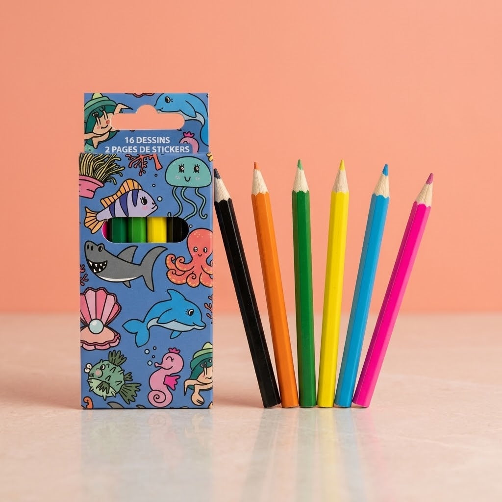Sea Animals Coloured Pencils Box of 6 - studio photo