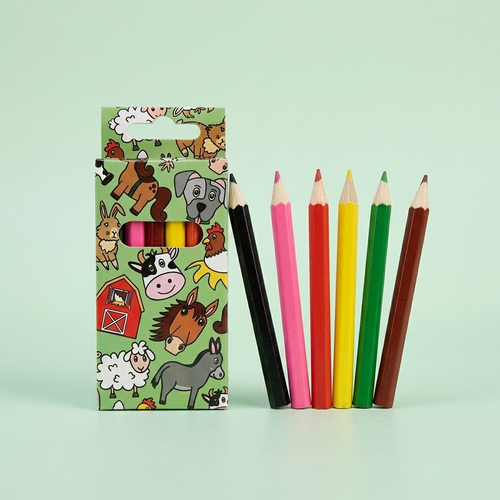 Farm Animals Coloured Pencils Box of 6 - studio photo