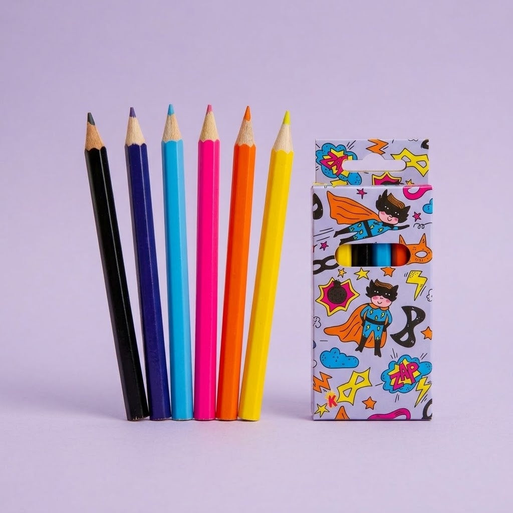 Superhero Colouring Pencils Box of 6 - studio photo