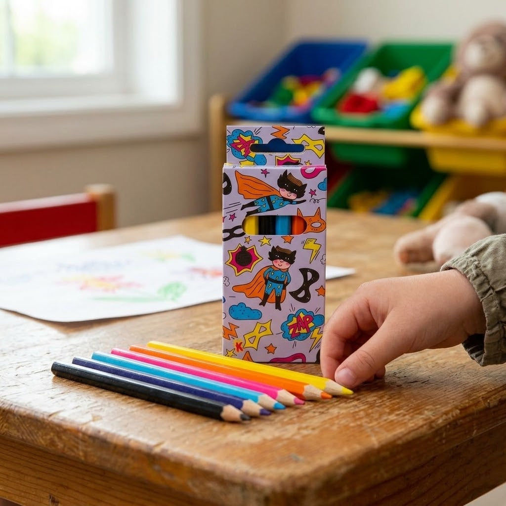 Superhero Colouring Pencils Box of 6 - lifestyle photo