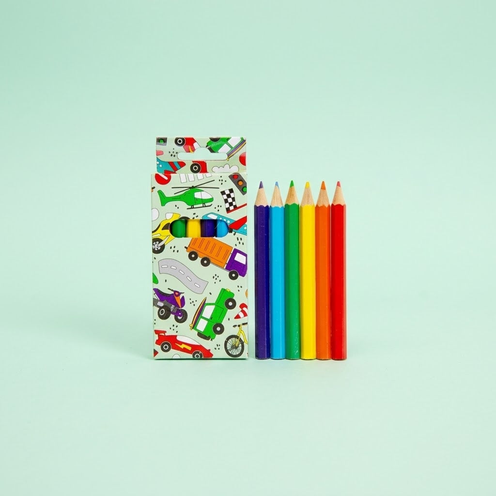 Vehicle Colouring Pencils Mini Pencil Set Box of 6 - studio photo