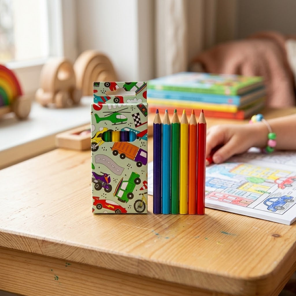 Vehicle Colouring Pencils Mini Pencil Set Box of 6 - lifestyle photo