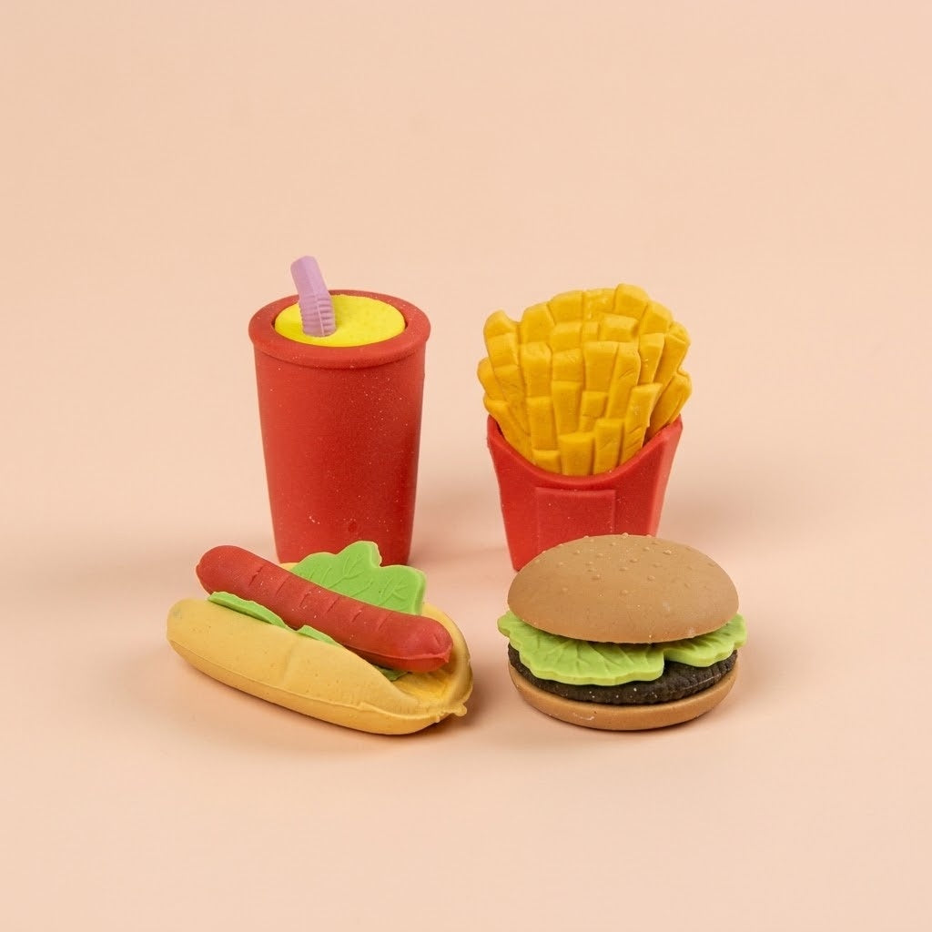 Fast Food Novelty Erasers Pack of 4 - studio photo