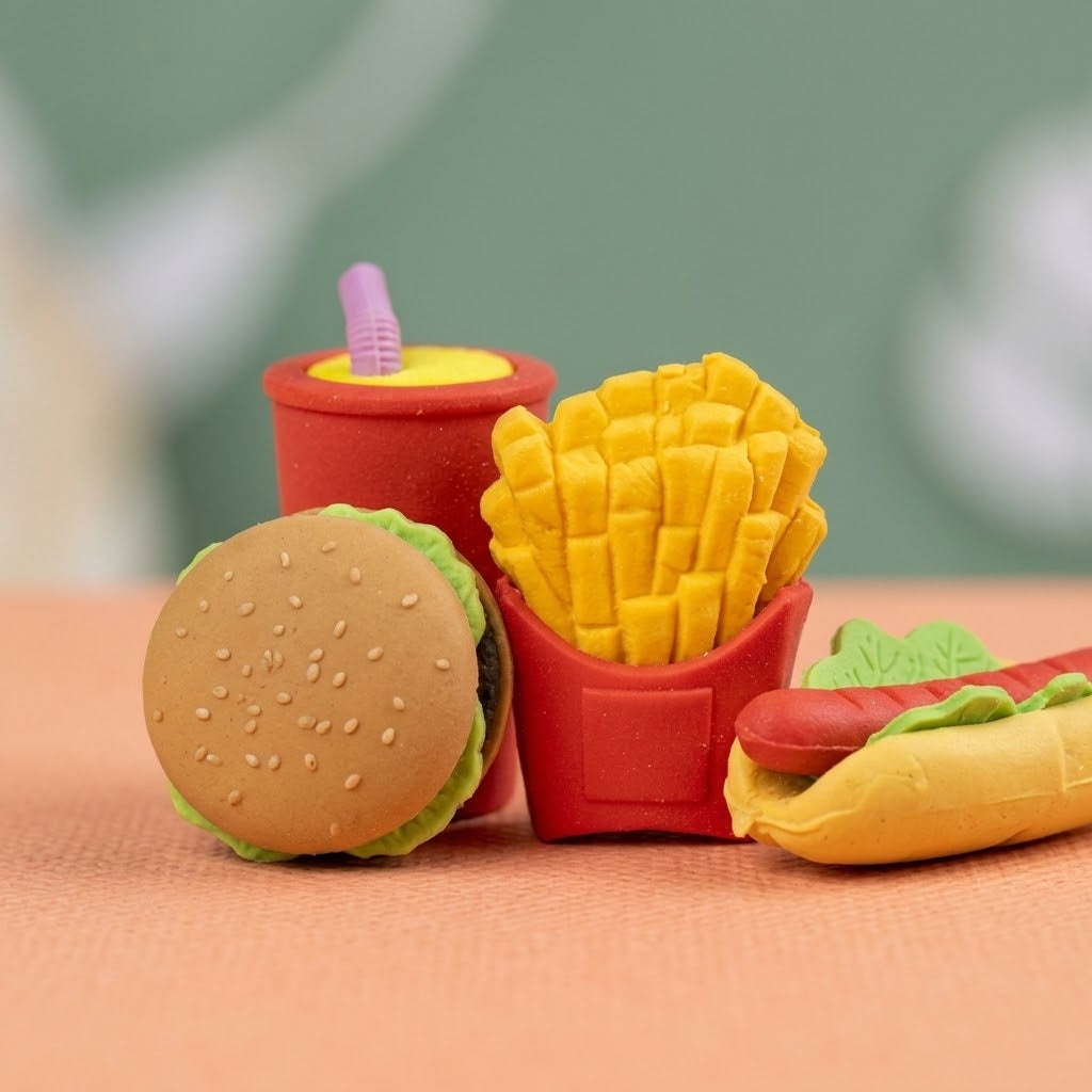 Fast Food Novelty Erasers Pack of 4 - close-up