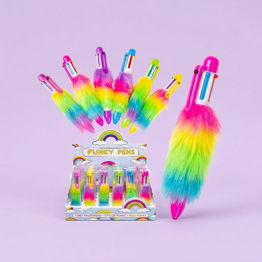 Fluffy 6-Colour Ballpoint Pen Novelty Multicolour Pen - studio photo