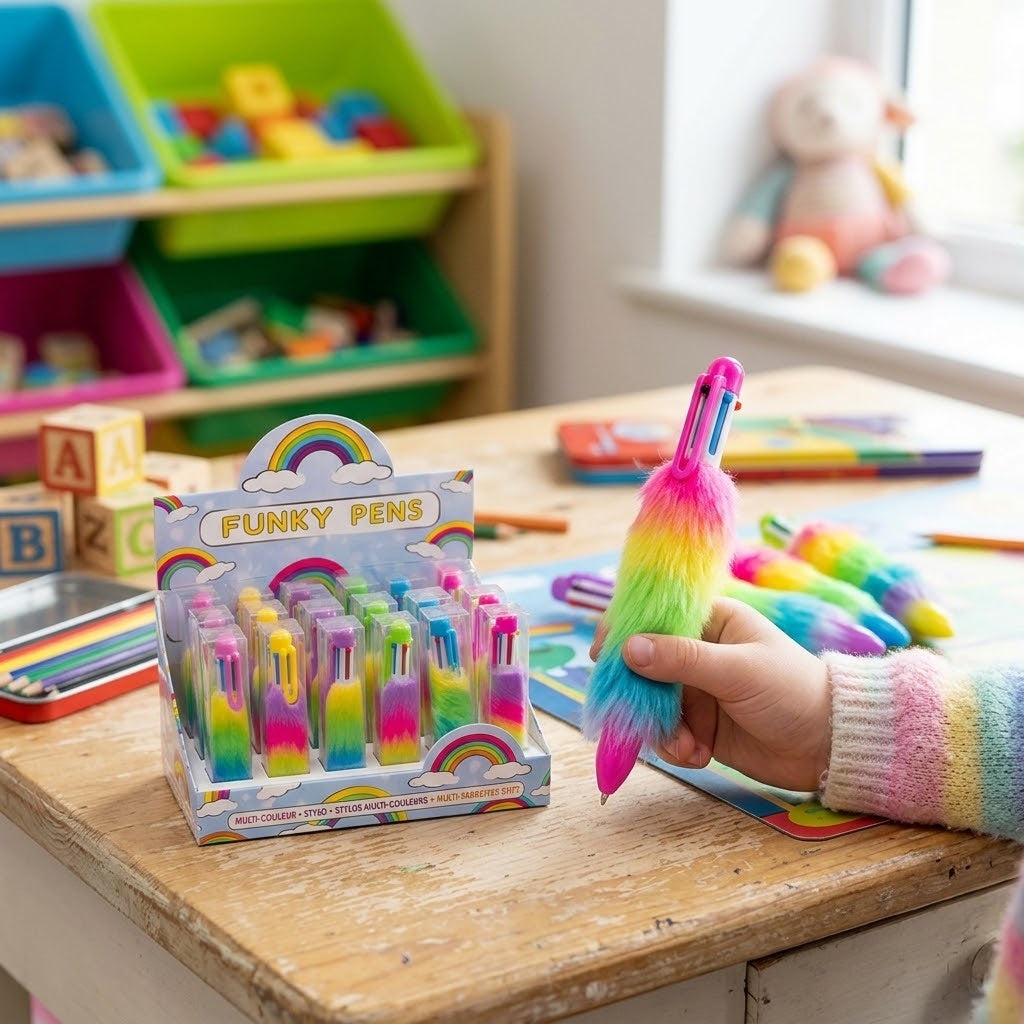 Fluffy 6-Colour Ballpoint Pen Novelty Multicolour Pen - lifestyle photo