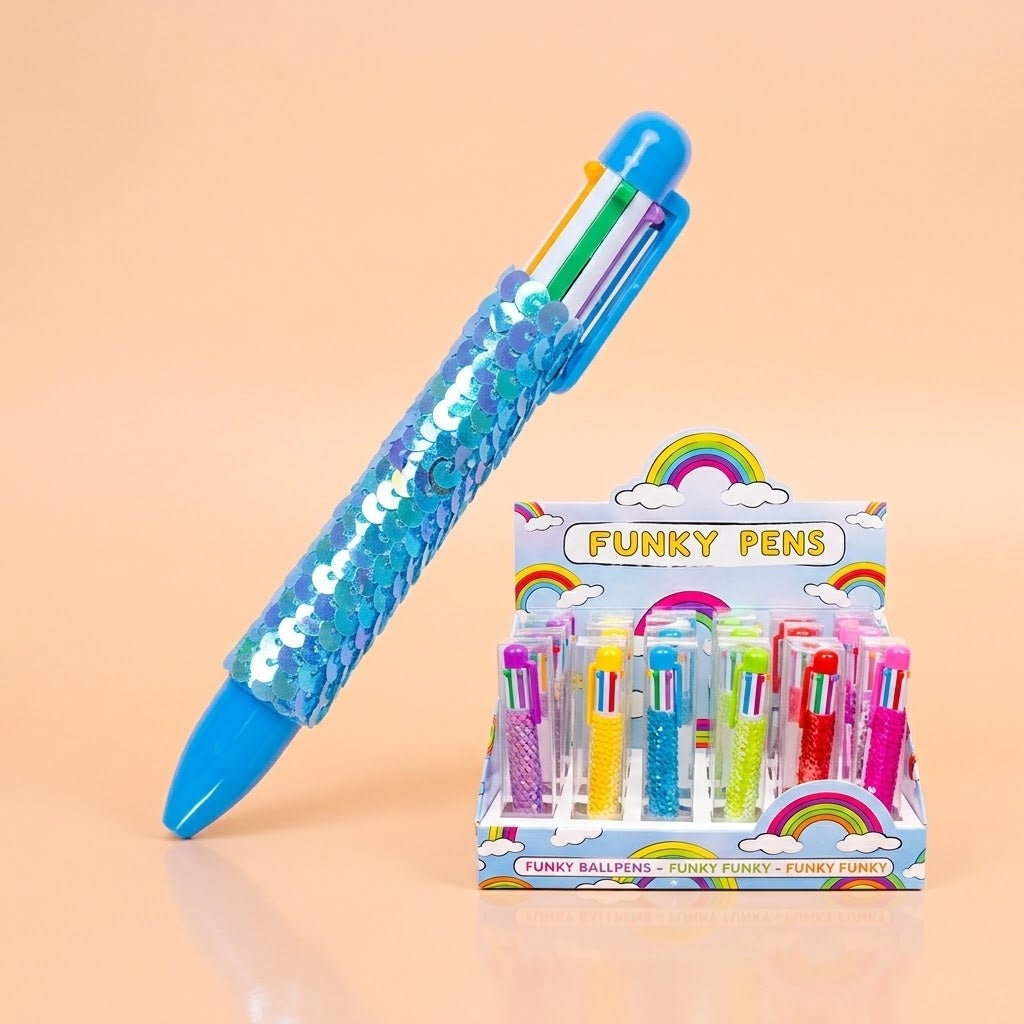 Sequin 6-Colour Ballpoint Pen Novelty Multicolour Pen - studio photo