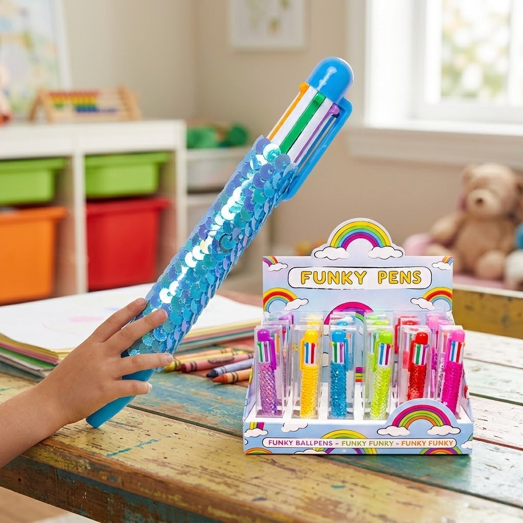 Sequin 6-Colour Ballpoint Pen Novelty Multicolour Pen - lifestyle photo