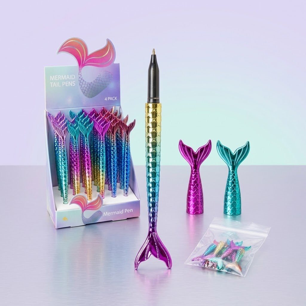 Mermaid Tail Ballpoint Pen Novelty Party Bag Filler - studio photo