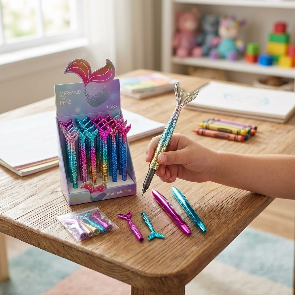 Mermaid Tail Ballpoint Pen Novelty Party Bag Filler - lifestyle photo