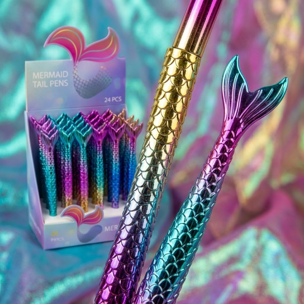 Mermaid Tail Ballpoint Pen Novelty Party Bag Filler - close-up