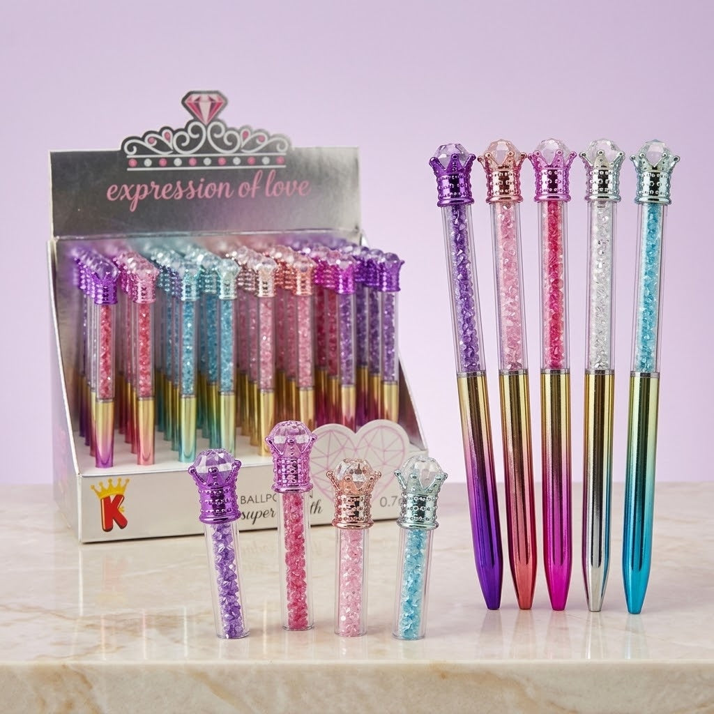 Novelty Diamond Ballpoint Pen Sparkly Party Favours - studio photo
