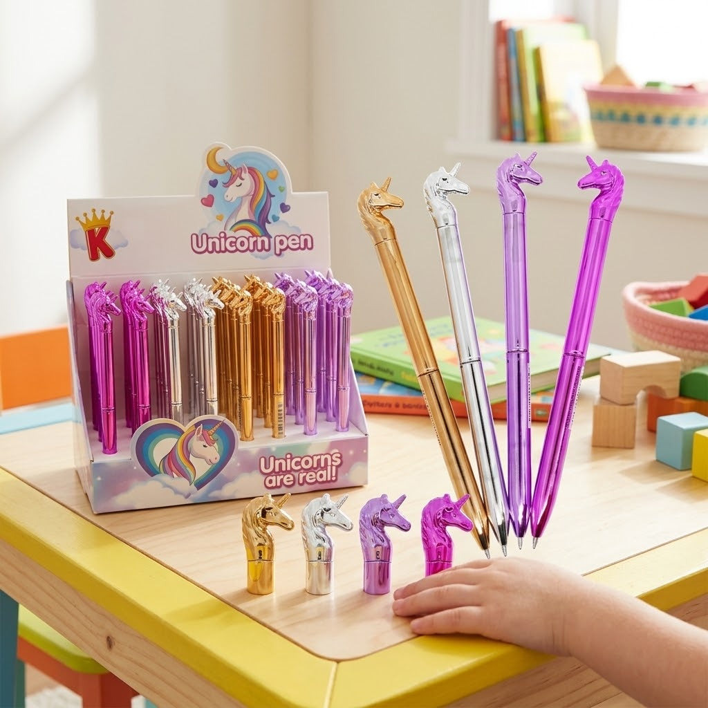Metallic Effect Unicorn Pen Novelty Pen - lifestyle photo