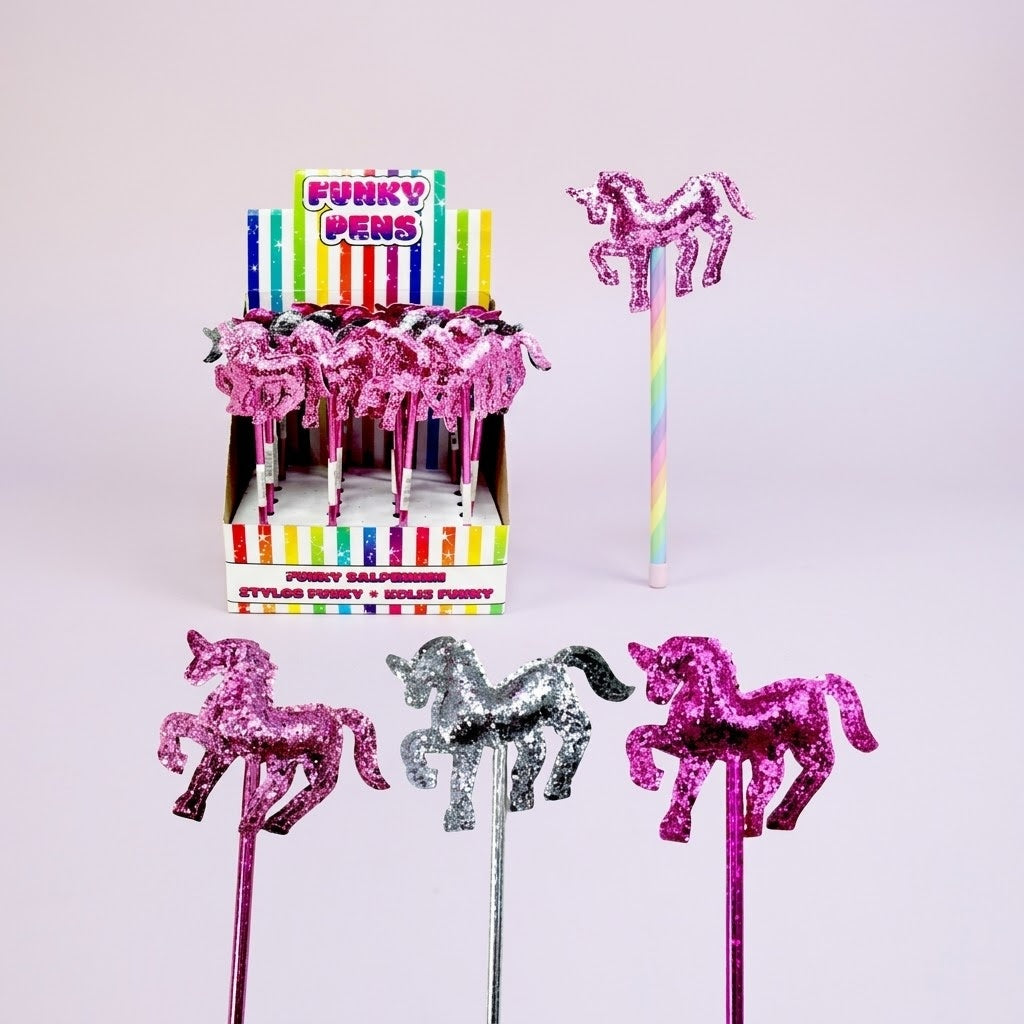 Glitter Unicorn Pen for Kids Sparkly Novelty Pen - studio photo