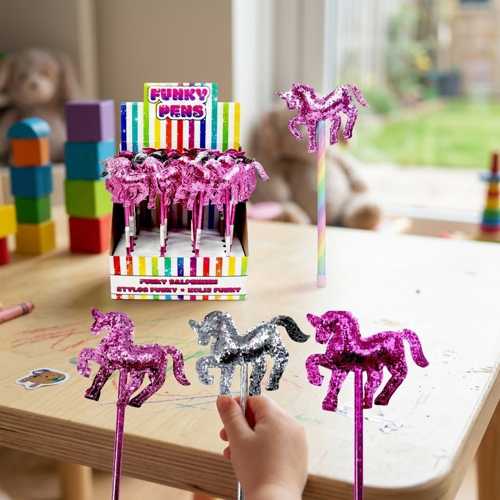 Glitter Unicorn Pen for Kids Sparkly Novelty Pen - lifestyle photo