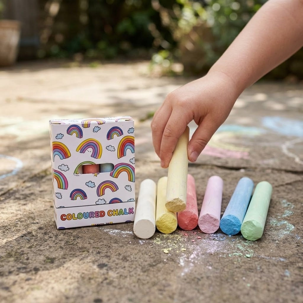 Coloured Chalk Box of 12 Kids Chalks - lifestyle photo
