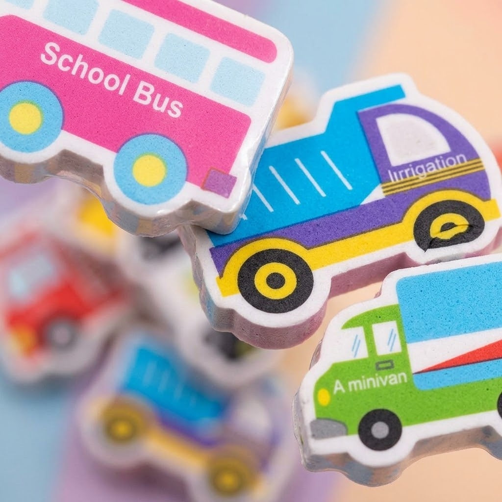Vehicle Shaped Erasers Novelty Rubbers 4.5 cm - close-up